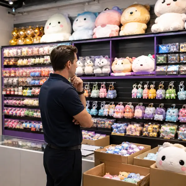 FEC redemption manager reviewing prize wall assortment and stock gaps