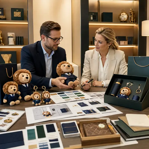 Bank gift project review for mascot color packaging and brand consistency