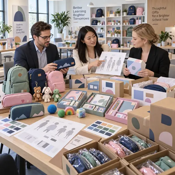 School gift project review with age suitability packaging labels samples and delivery planning