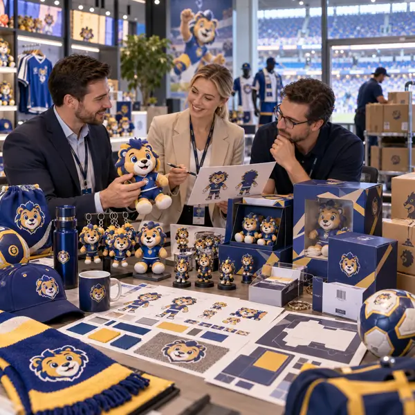 Sports merchandise project review with mascot approval limited packaging barcode and event delivery planning