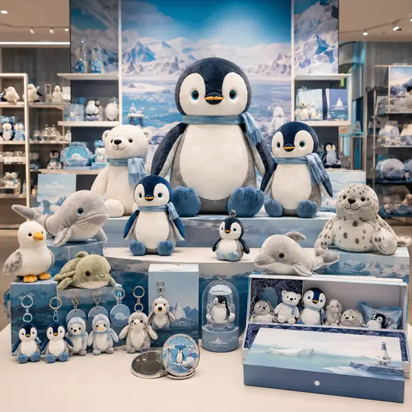 One destination theme developed into multiple souvenir products sizes and characters